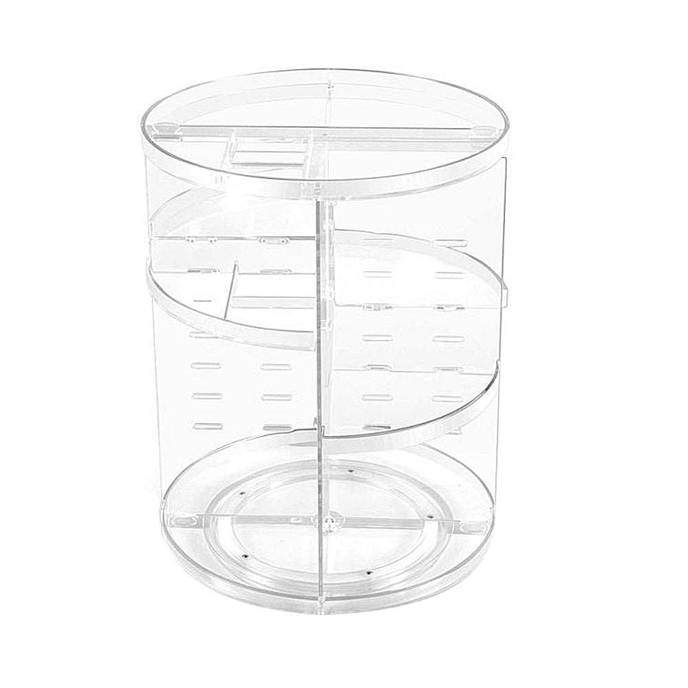360 Degree Rotating Makeup Organizer Box Clear Adjustable Cosmetic Storage Organizer