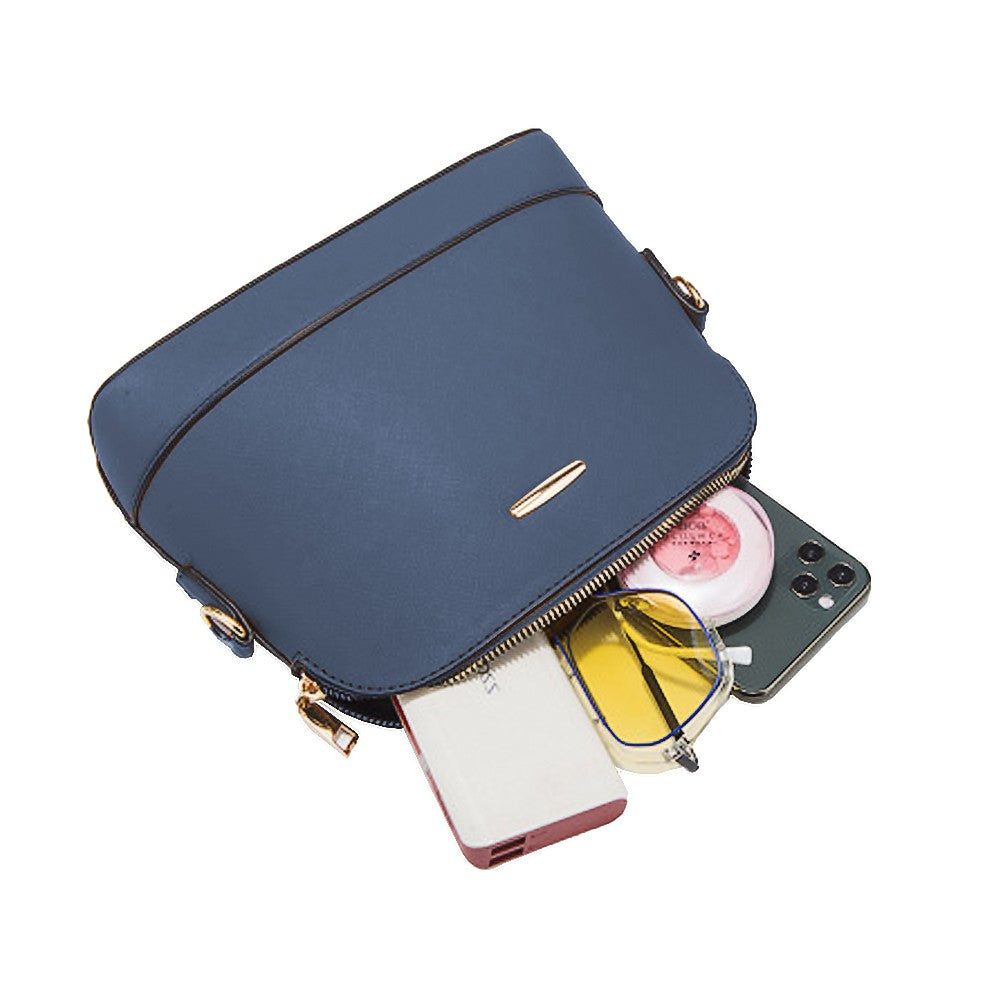 4-Piece Womens Purses and Handbags Set Tote Bag Shoulder Bag Card Holder Navy