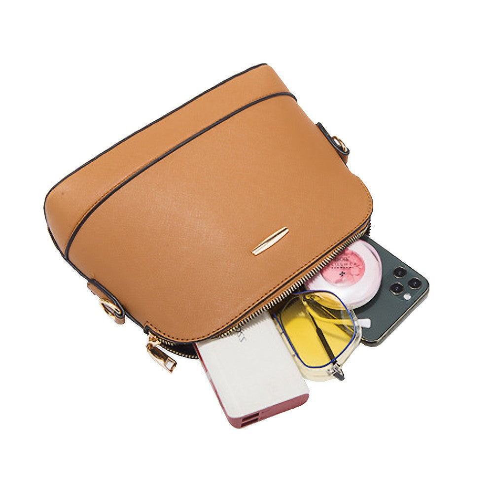 4-Piece Womens Purses and Handbags Set Tote Bag Shoulder Bag Card Holder Brown