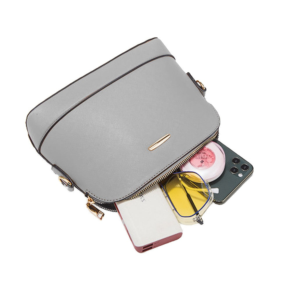 4-Piece Womens Purses and Handbags Set Tote Bag Shoulder Bag Card Holder Grey