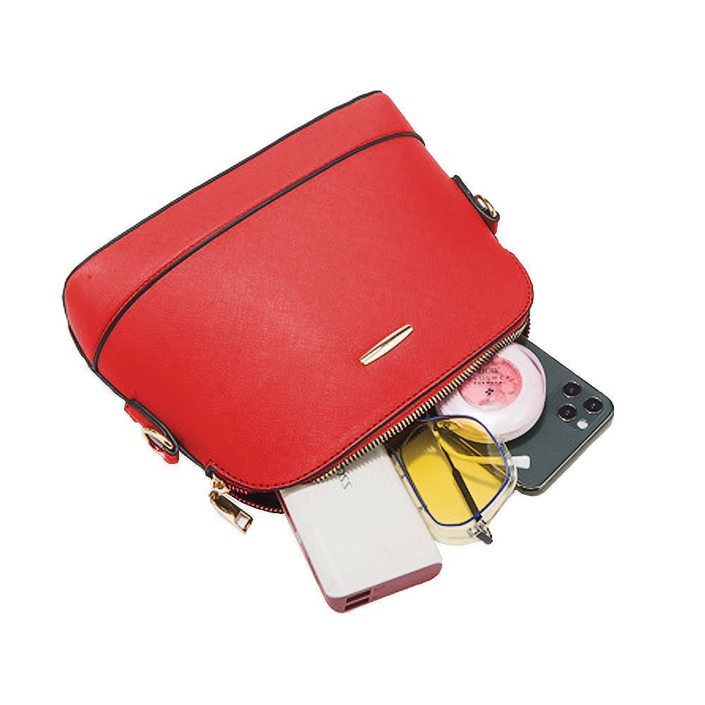 4-Piece Womens Purses and Handbags Set Tote Bag Shoulder Bag Card Holder Red