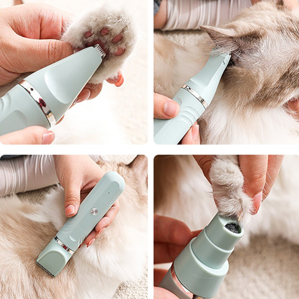 4-in-1 Dog Hair Clipper Dog Paw Trimmer Dog Grooming Kit Green