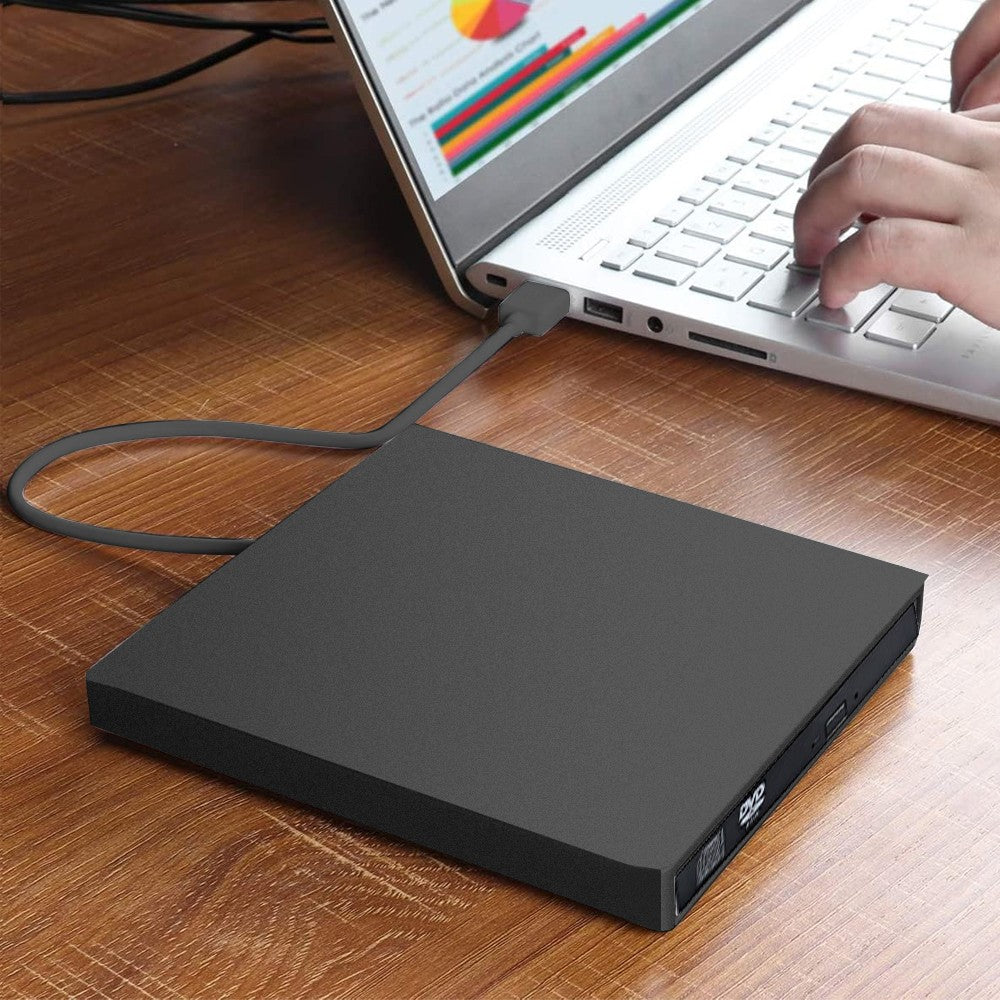 USB 2.0 External CD DVD Drive Portable External CD-RW Burner Player Black