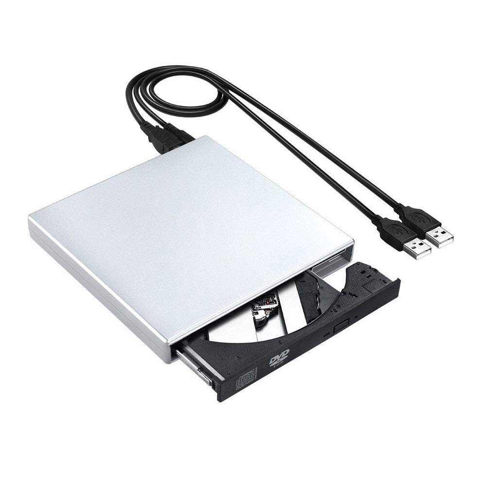 USB 2.0 External CD DVD Drive Portable External CD-RW Burner Player Silver