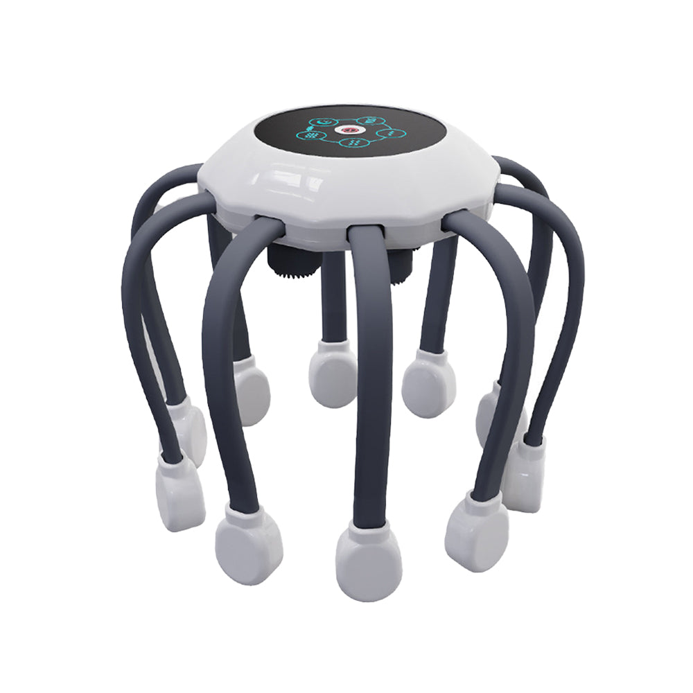 5-Mode Electric Head Scalp Massager Wireless Portable Vibration Octopus Claw Scalp Scratcher Gray