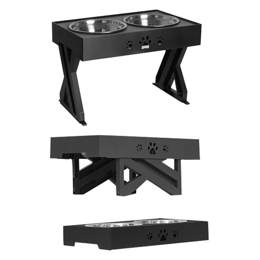 Elevated Dog Bowl Feeder Adjustable Height Raised Stand Pet Feeder with Double Bowl