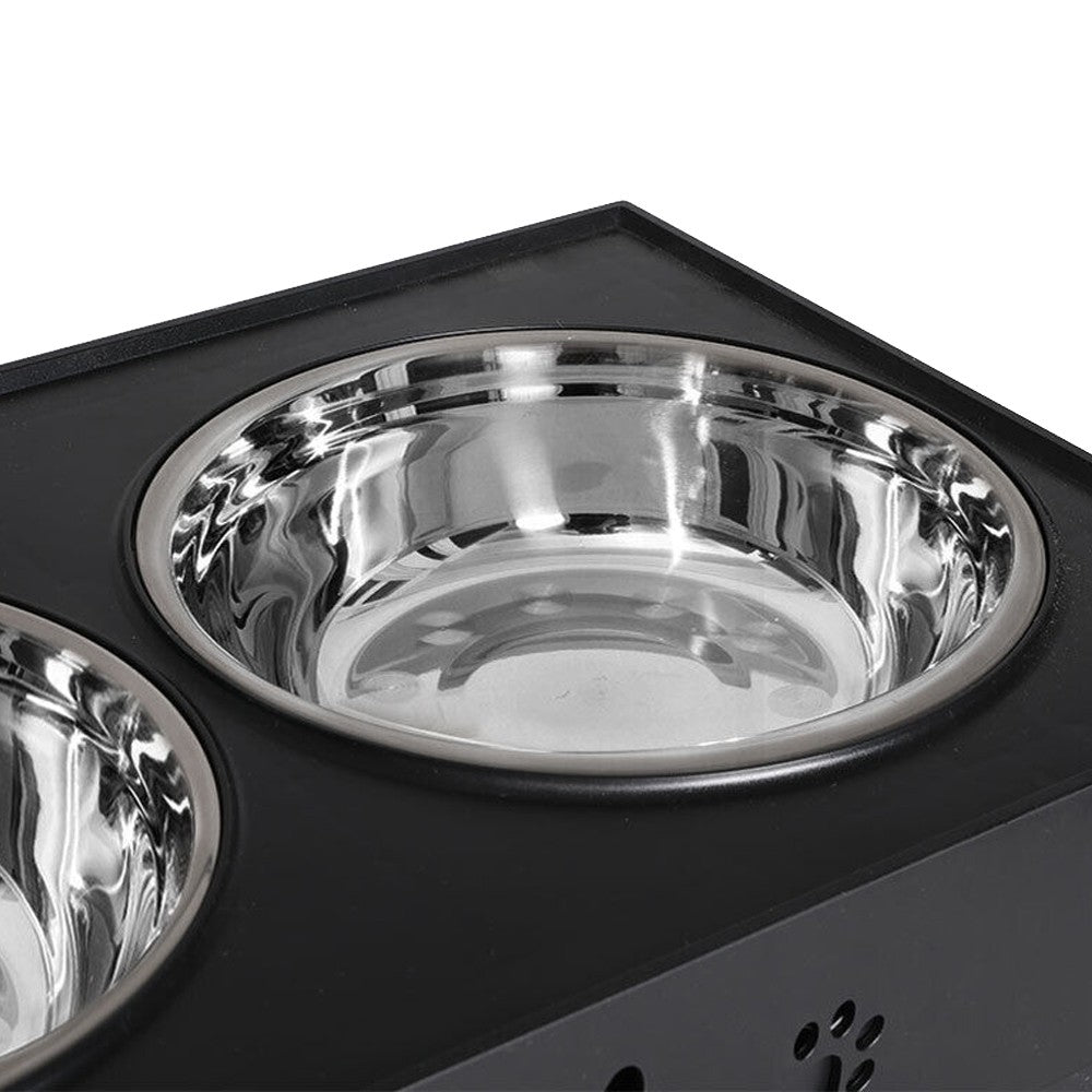 Elevated Dog Bowl Feeder Adjustable Height Raised Stand Pet Feeder with Double Bowl
