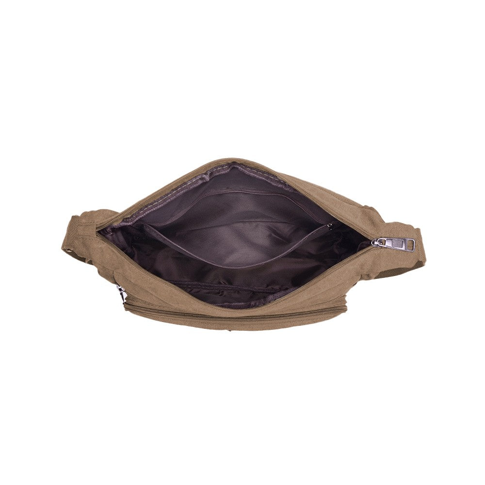 Men's Canvas Shoulder Messenger Bag Casual Crossbody Bag Coffee