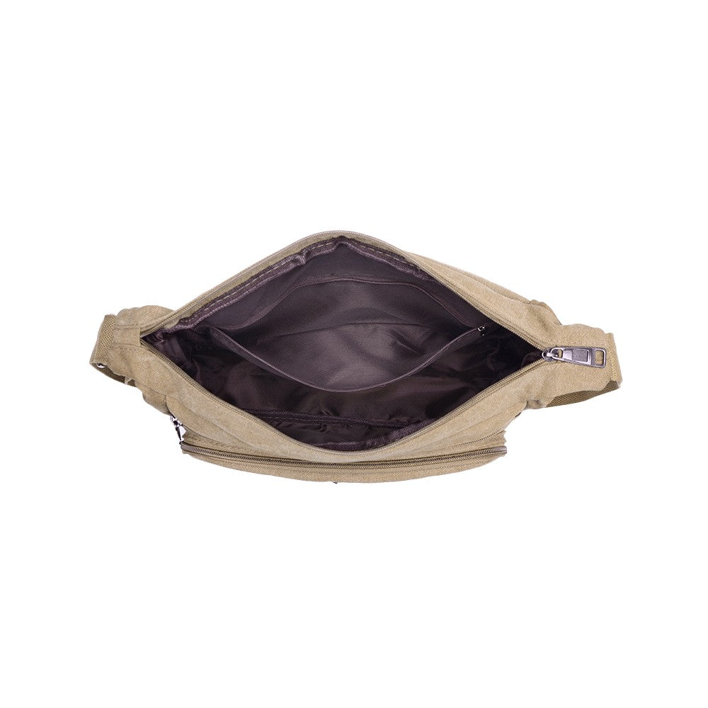 Men's Canvas Shoulder Messenger Bag Casual Crossbody Bag Khaki