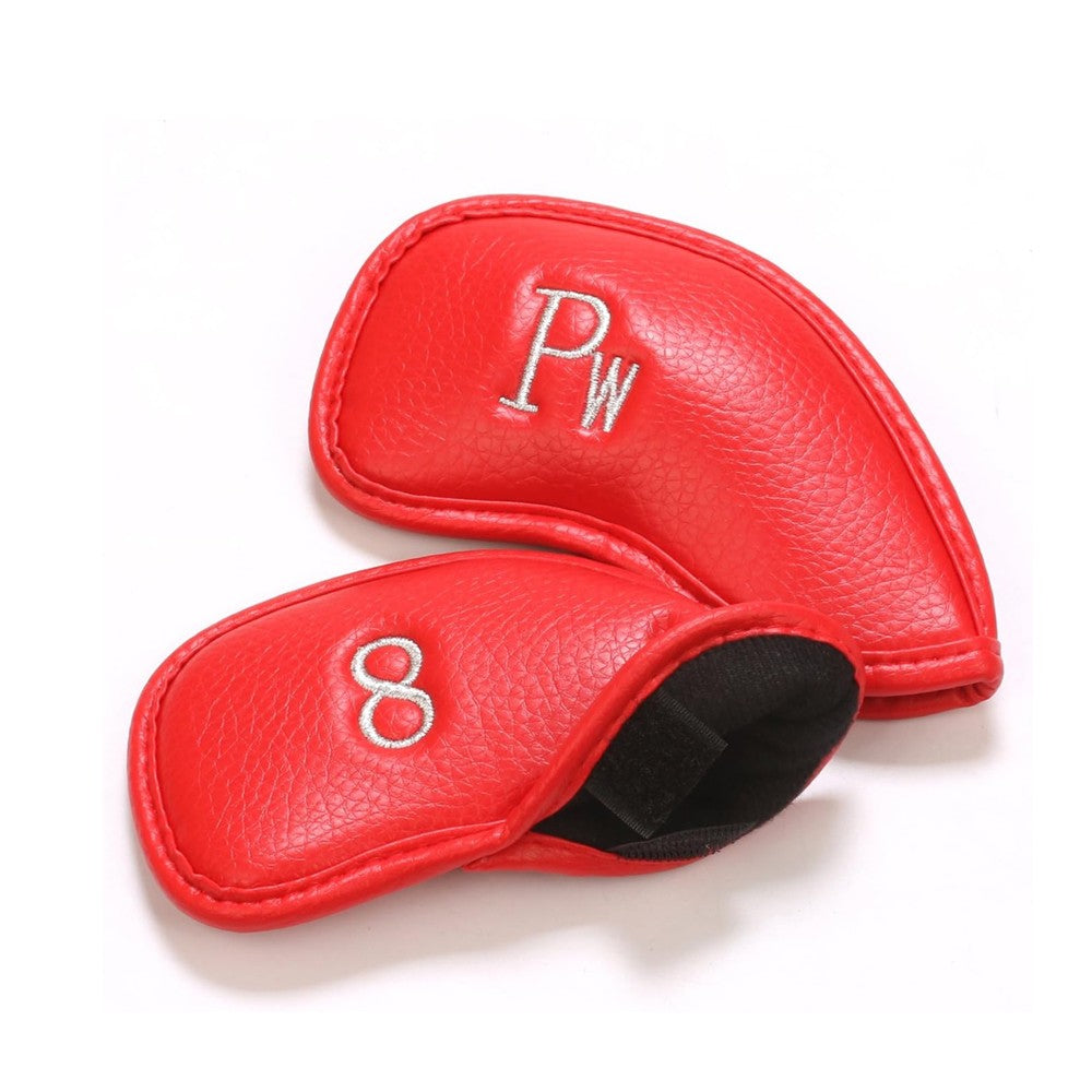12 Pcs Golf Head Covers 3-9 A/S/P/Lw/ Iron Club Putter Head Protector Covers Red