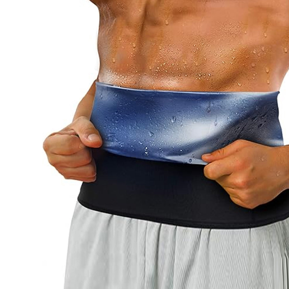 Men Waist Shaper Sweat Belt Slimming Sauna Belt Blue Coating