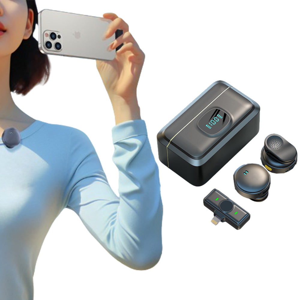 Wireless Lapel Microphone Lavalier Magnetic Mount Mic for Vlog Video Recording Streaming Lightning Interface Style