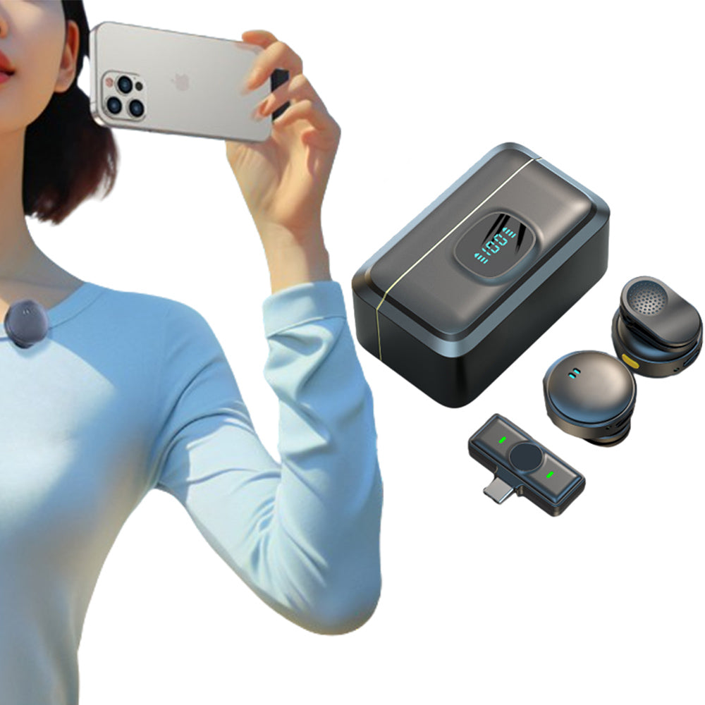 Wireless Lapel Microphone Lavalier Magnetic Mount Mic for Vlog  Streaming Type-C Interface Style
