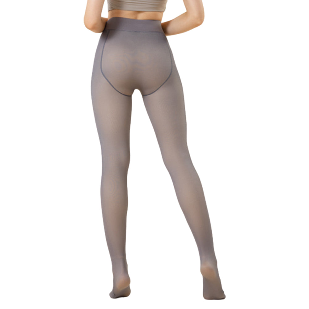 Women Thermal Lined Translucent Pantyhose Warm Fleece Tights Stockings Grey