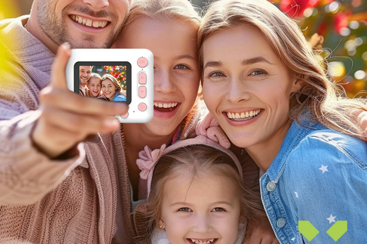 1080P Instant Print Camera 2.4 Inch IPS Screen with Thermal Printing Paper 32GB TF Card Digital Children Toy Camera-Pink