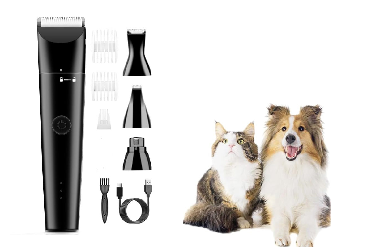 Pet Paw Hair Clippers Trimmer Nail Grinder Rechargeable Cordless Shaver-Black