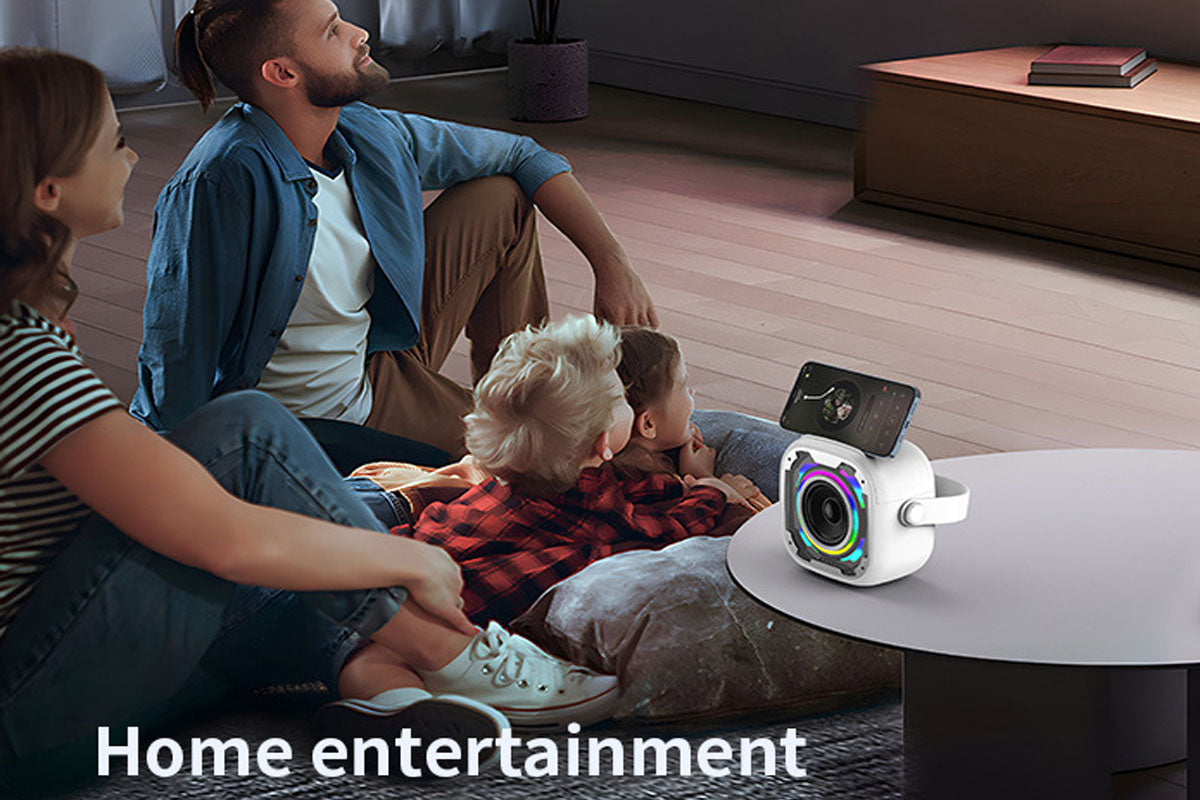 Portable Bluetooth Mini Karaoke Machine Wireless Microphone Adjustable with Colorful Lights-White