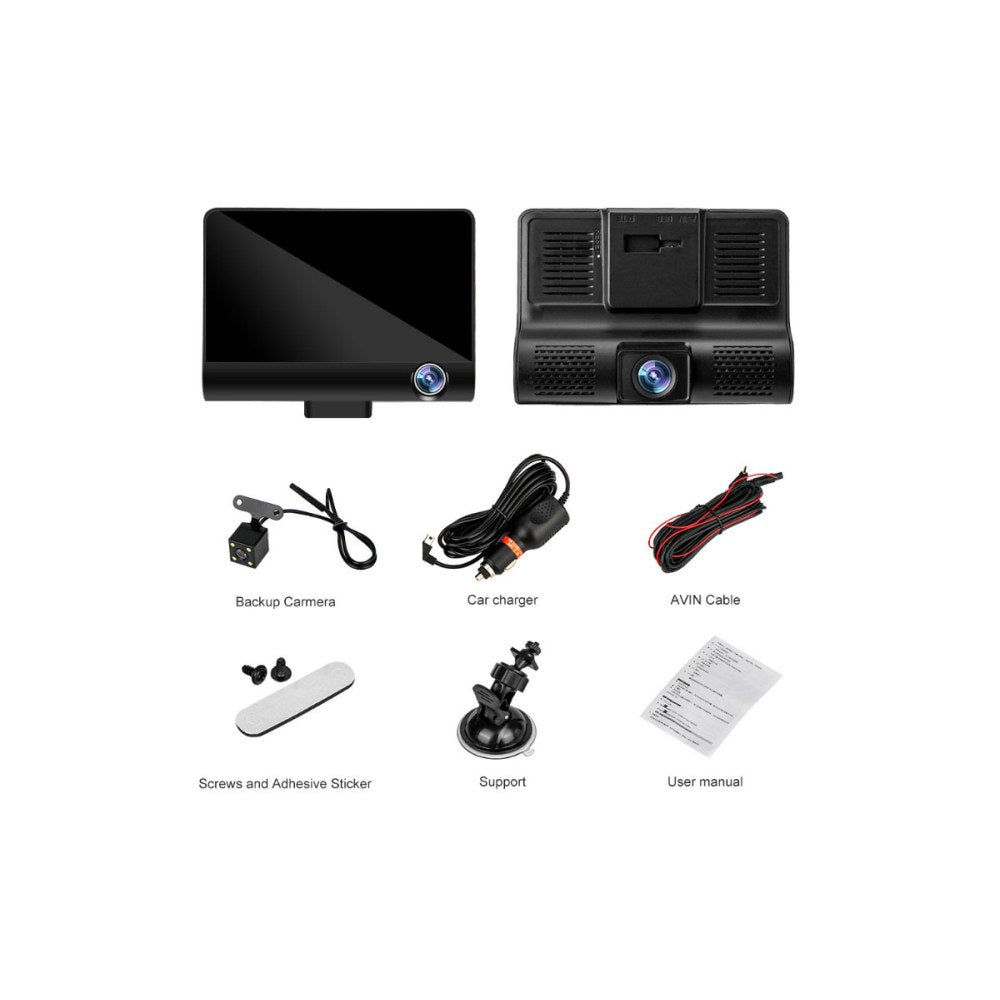 1080P Dash Cam with Card Wide-Angle Car Driving Recorder With Rear View Camera