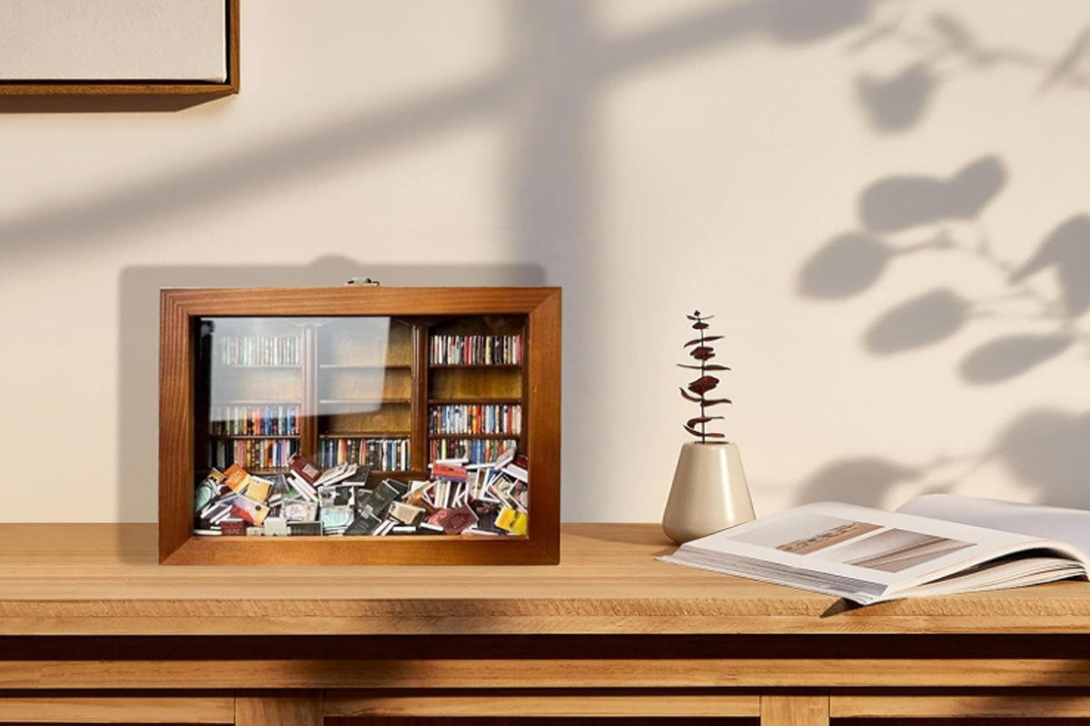 Antique Miniature Display Shelf with Book Models