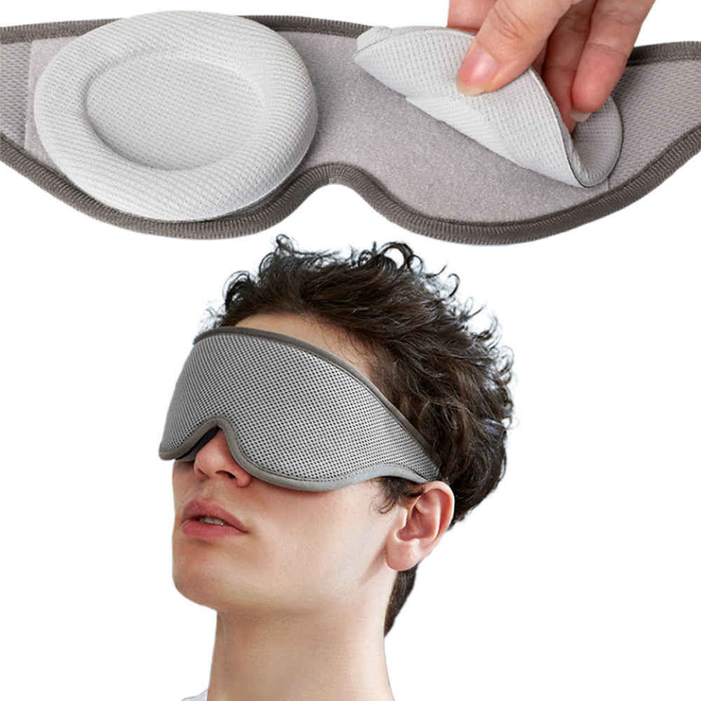 Light Blocking Sleep Eye Mask Adjustable Sleeping Mask for Travel Nap Light Grey