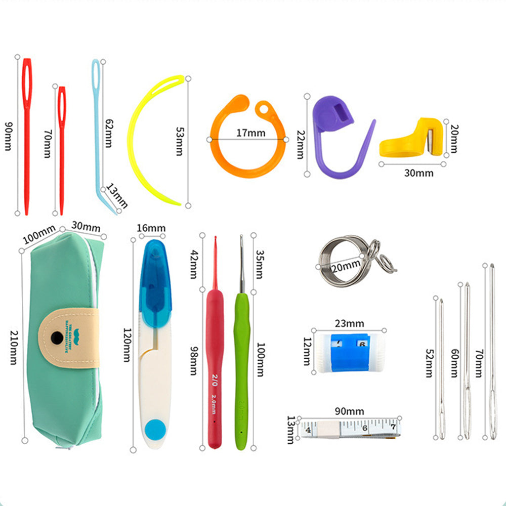 Multicolor Knitting Hook Set with Ergonomic Handles Yarn Craft Kit with Storage Bag