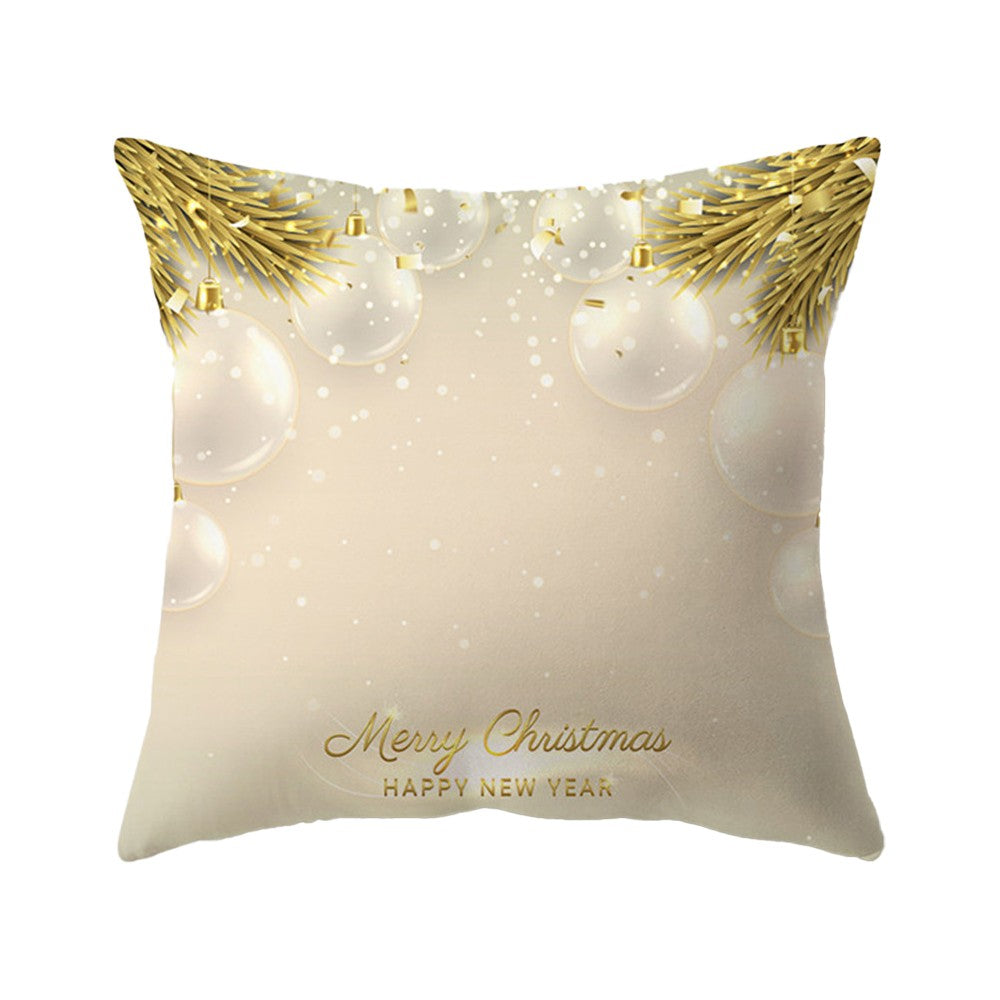 Set of 4Pcs Christmas Print Pillowcase Pillow Cover Sofa Cushion Cover Xmas Decor Style 1