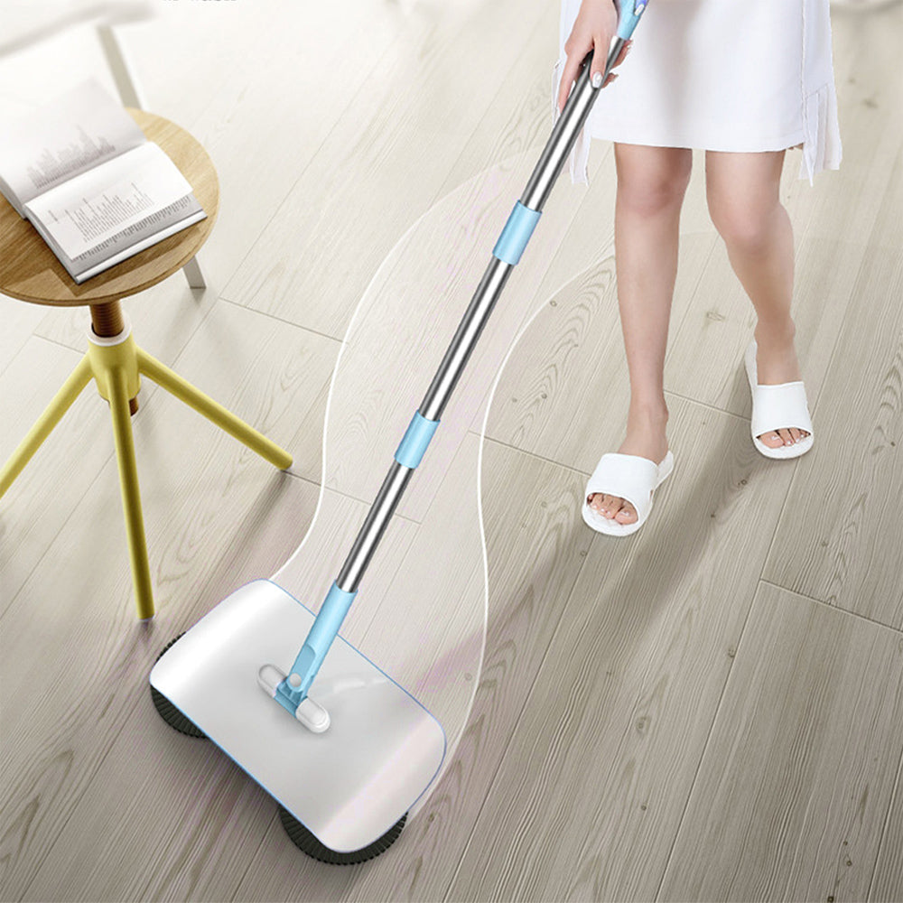 Household Hand Push Sweeper Sweeping Mop Broom Dustpan Floor Cleaning Tool Blue
