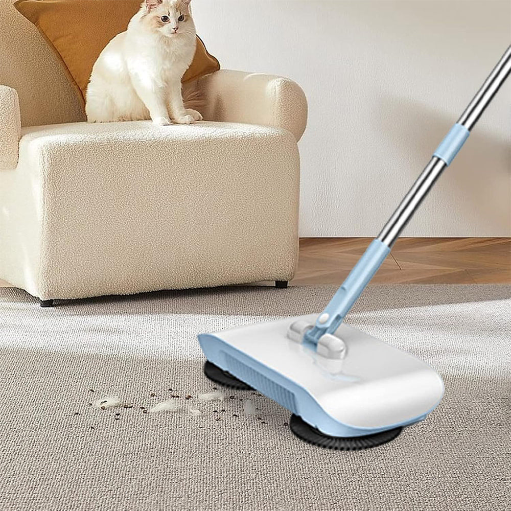 Household Hand Push Sweeper Sweeping Mop Broom Dustpan Floor Cleaning Tool Blue