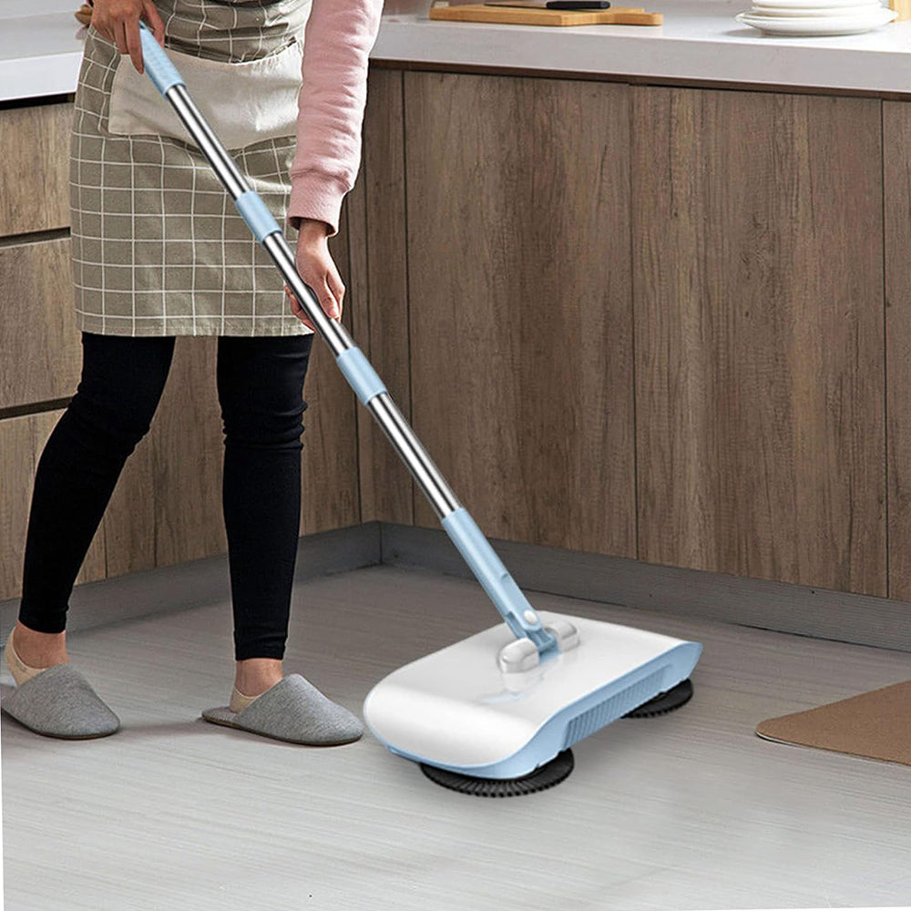 Household Hand Push Sweeper Sweeping Mop Broom Dustpan Floor Cleaning Tool Blue