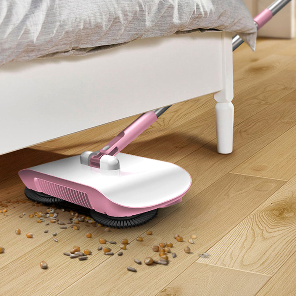 Household Hand Push Sweeper Sweeping Mop Broom Dustpan Floor Cleaning Tool Pink