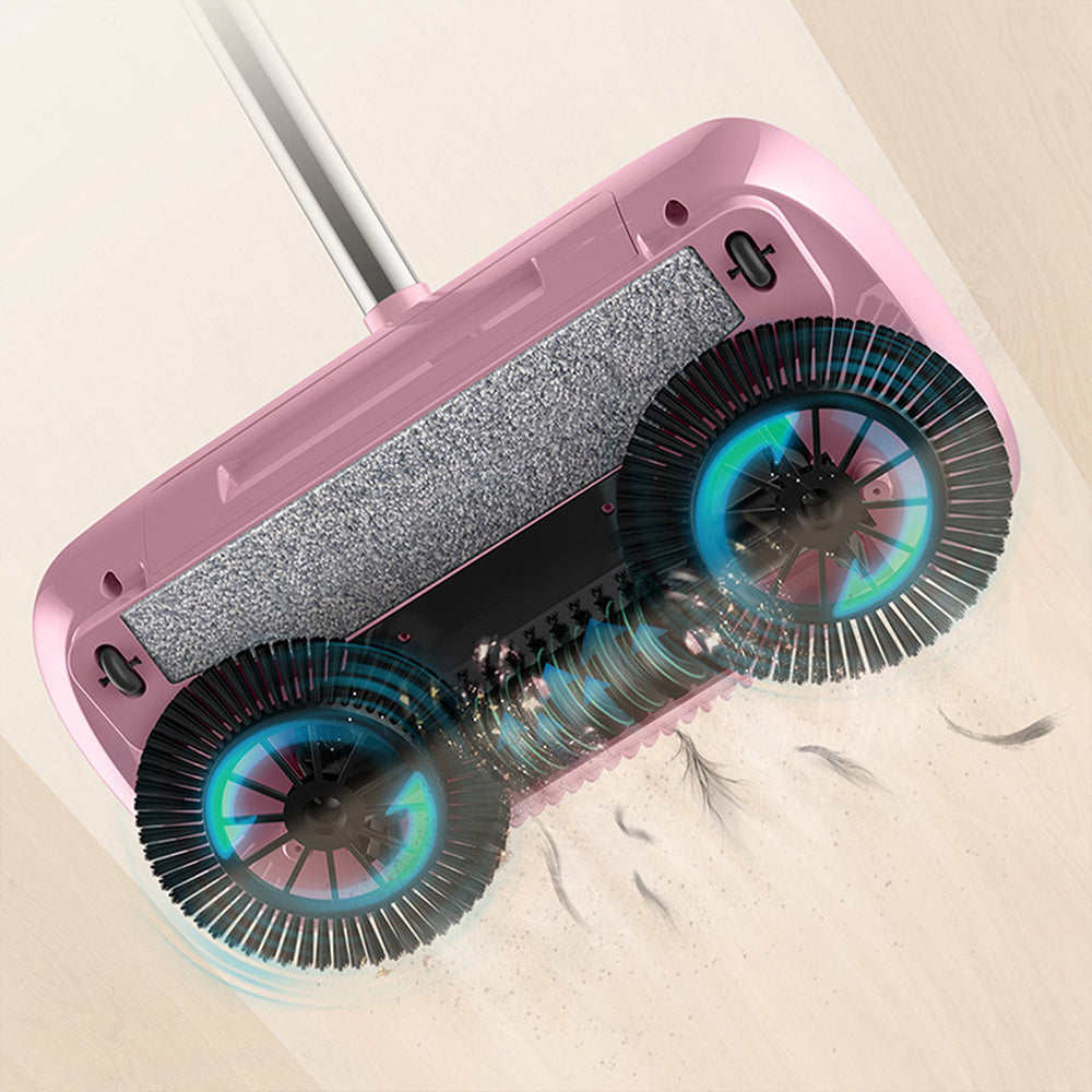 Household Hand Push Sweeper Sweeping Mop Broom Dustpan Floor Cleaning Tool Pink