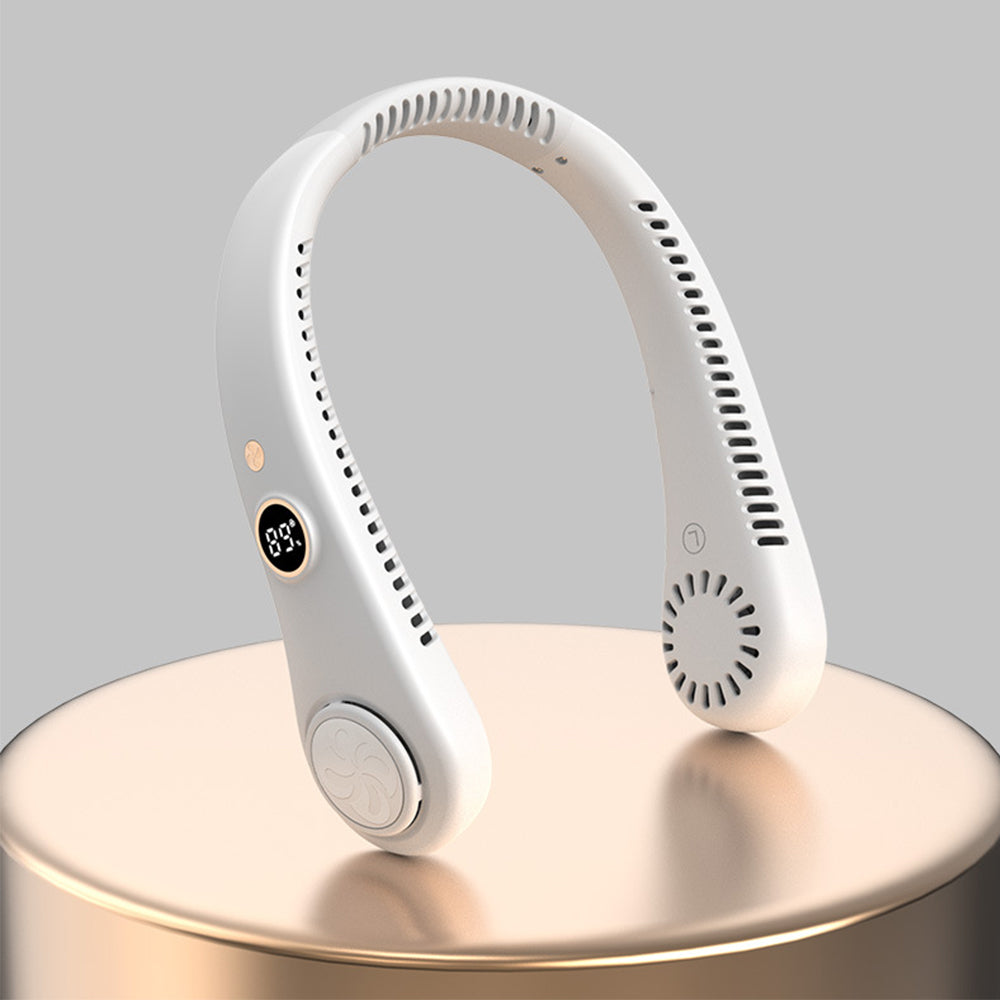 5-Speed Portable Bladeless Neck Fan with LED Display Rechargeable White