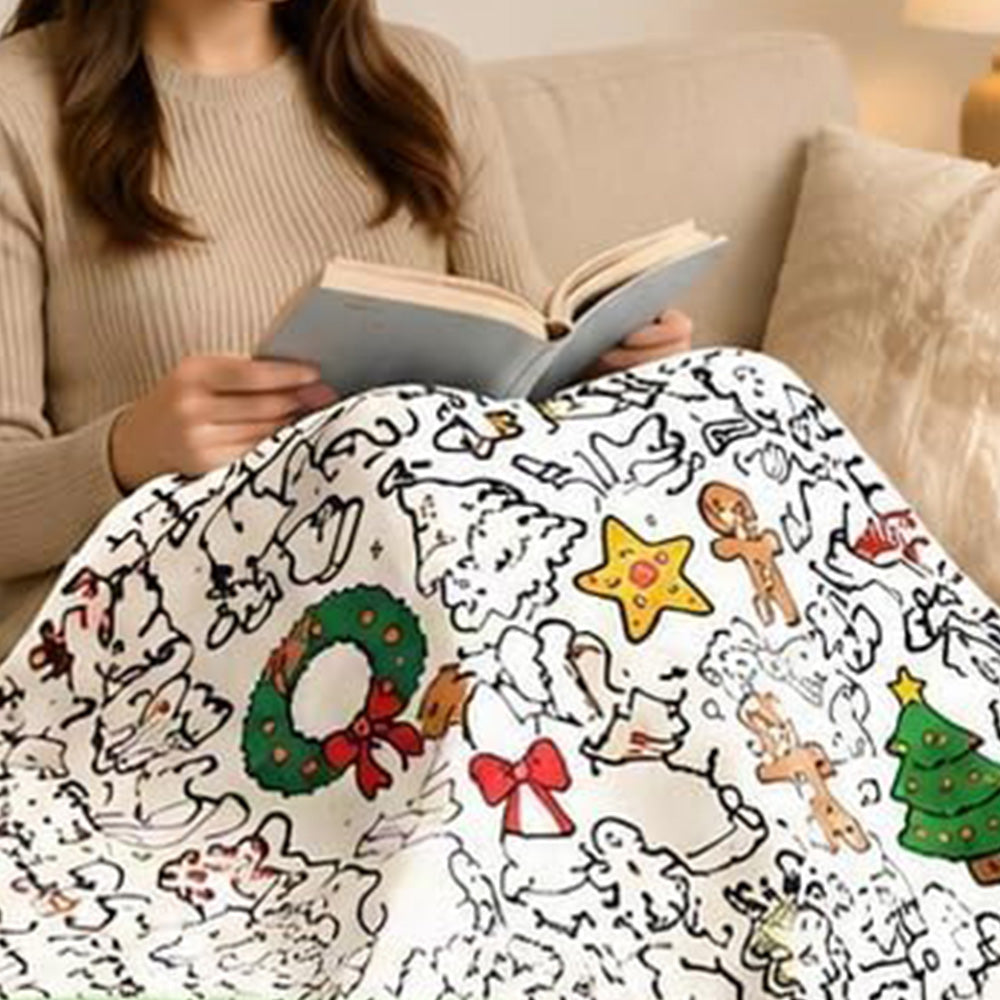 Adults Christmas Colouring Blanket DIY Colour-In Throw Blanket 150x130cm Style B