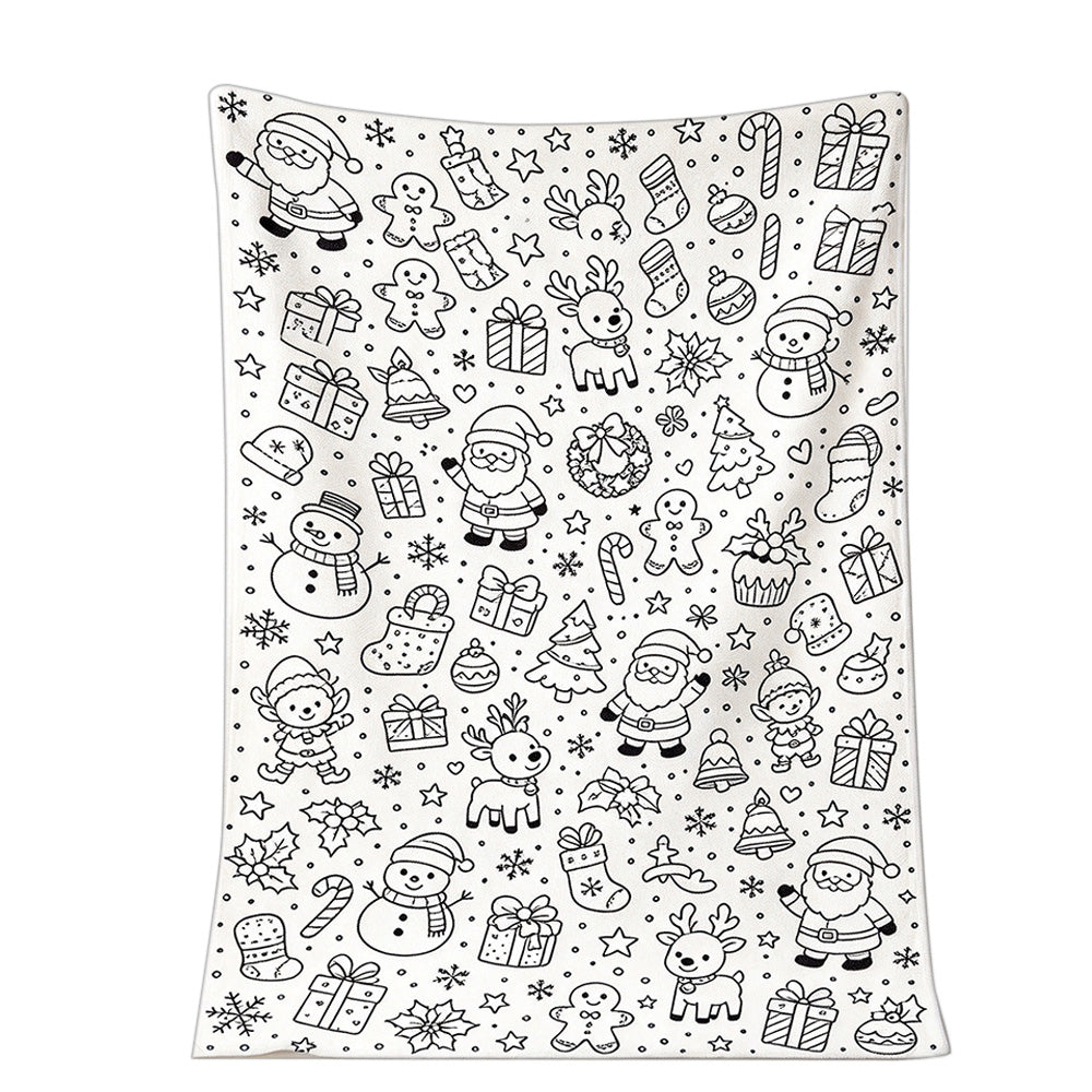 Adults Christmas Colouring Blanket DIY Colour-In Throw Blanket 70x100cm Style C