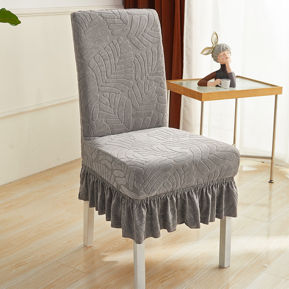 2Pcs Ruffled Skirt Stool Slipcover Stretch Spandex Chair Protectors Short Kitchen Chair Seat Cover -Brown