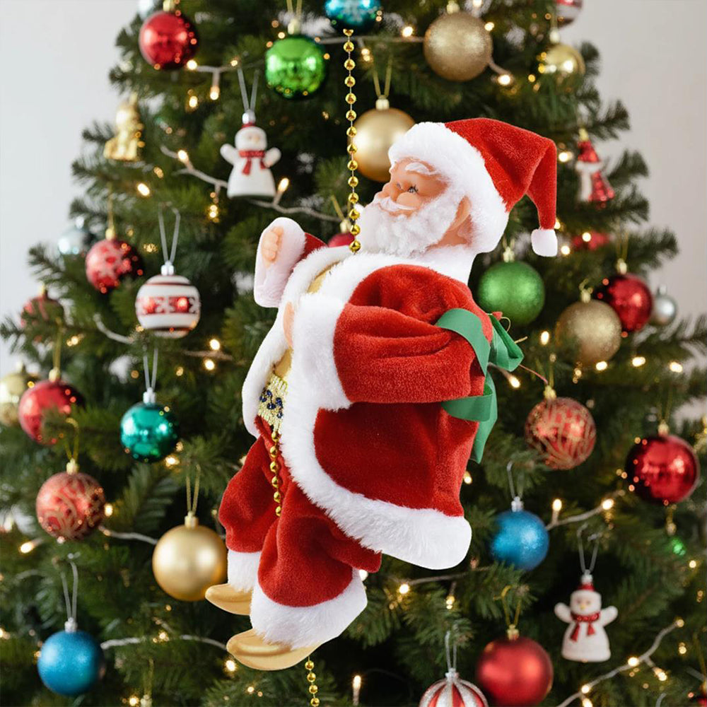 2Pcs Climbing Santa Claus Toy with Music Decoration for Christmas