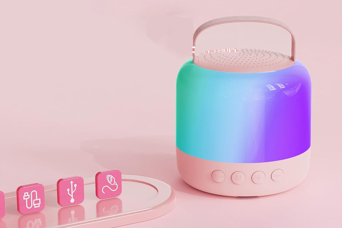 Mini Karaoke Machine for Adults Portable Bluetooth Speaker with 2 Wireless Microphones Christmas Birthday Holiday Toy Gifts-Pink