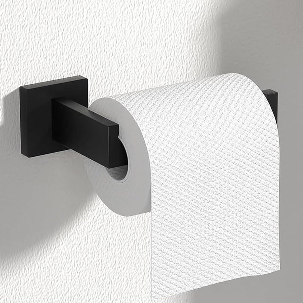 5Pcs Bathroom Towel Bar Set 40cm Stainless Steel Wall Mount Black