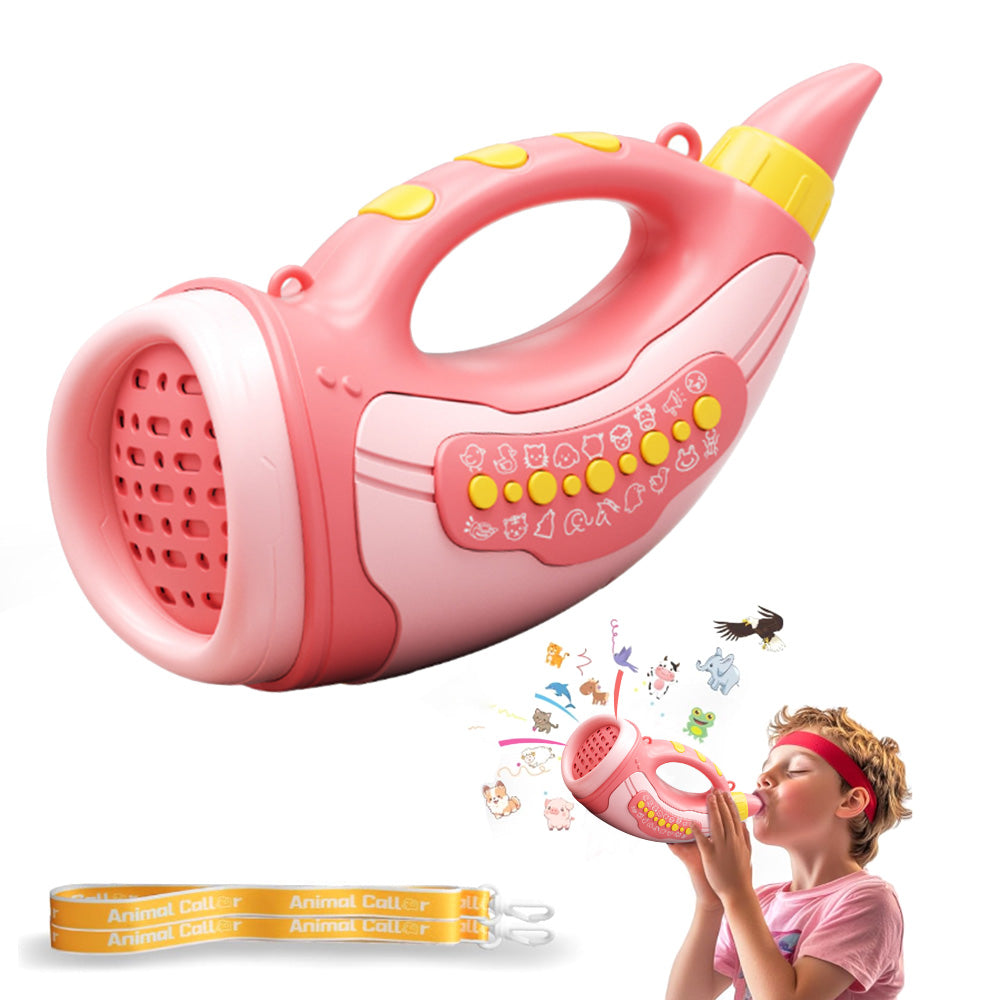 2 Modes Animal Hoot Caller with 12 Sound Effects Outdoor Nature Exploration Toy for Kids Pink
