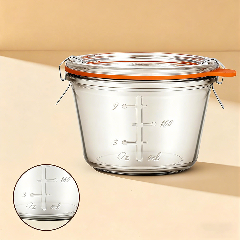 2Pcs Glass Canning Jars Airtight with Glass Lid and Clips for Pickles Yogurt
