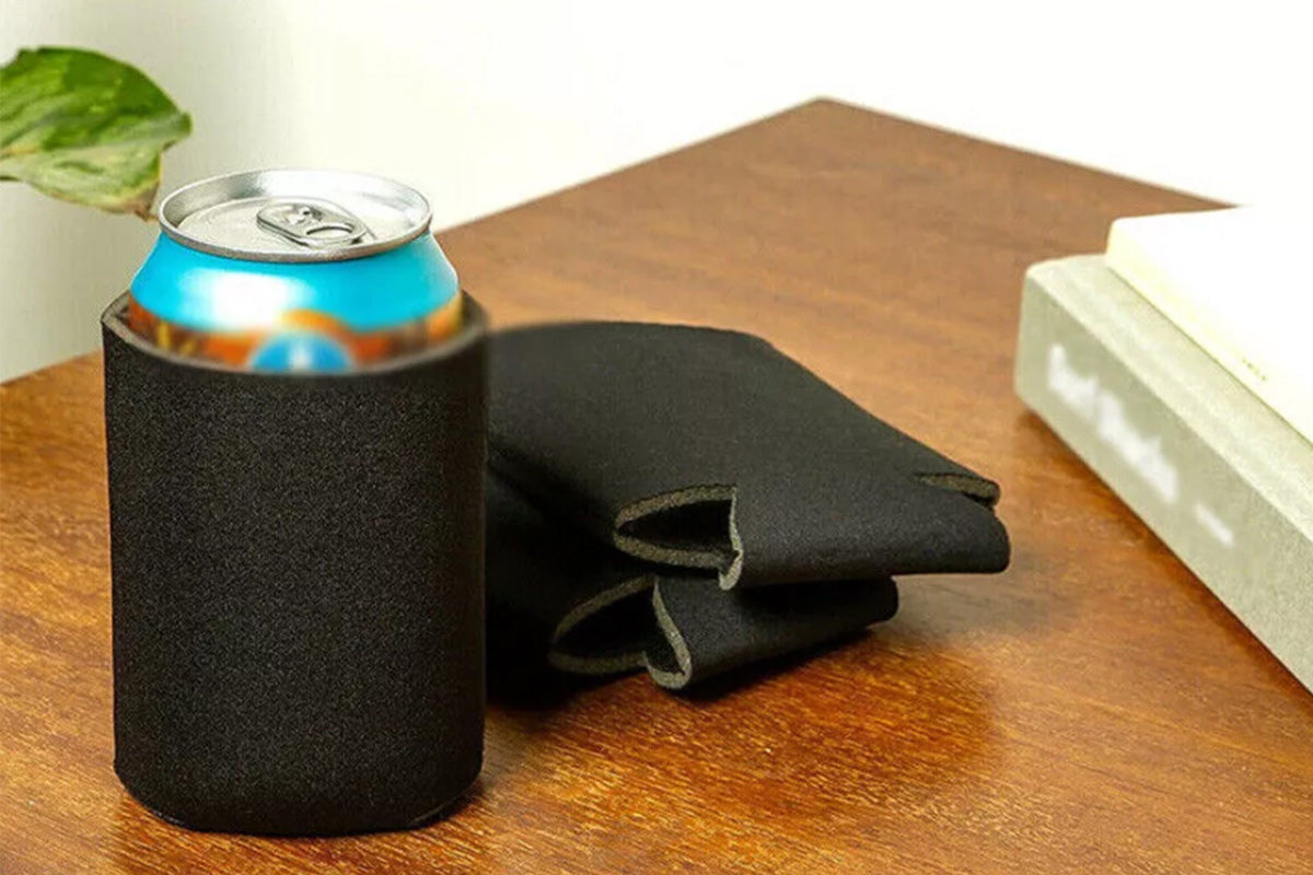 50Pcs Black Blank Can Cooler Sleeves Collapsible Plain Drink Holder Skinny Drink Insulated Sleeve