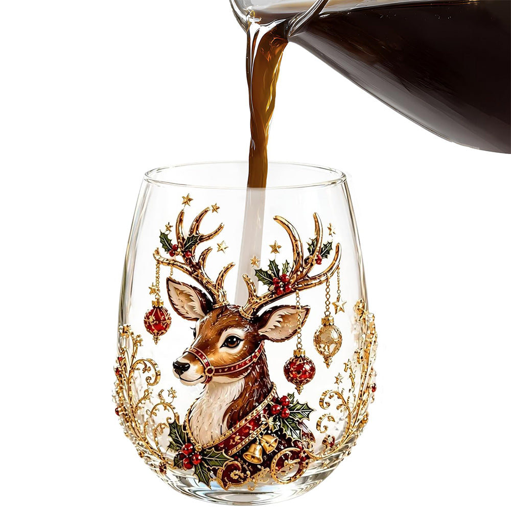 Christmas Embossed Whiskey Glass Christmas Whiskey Glass - Reindeer