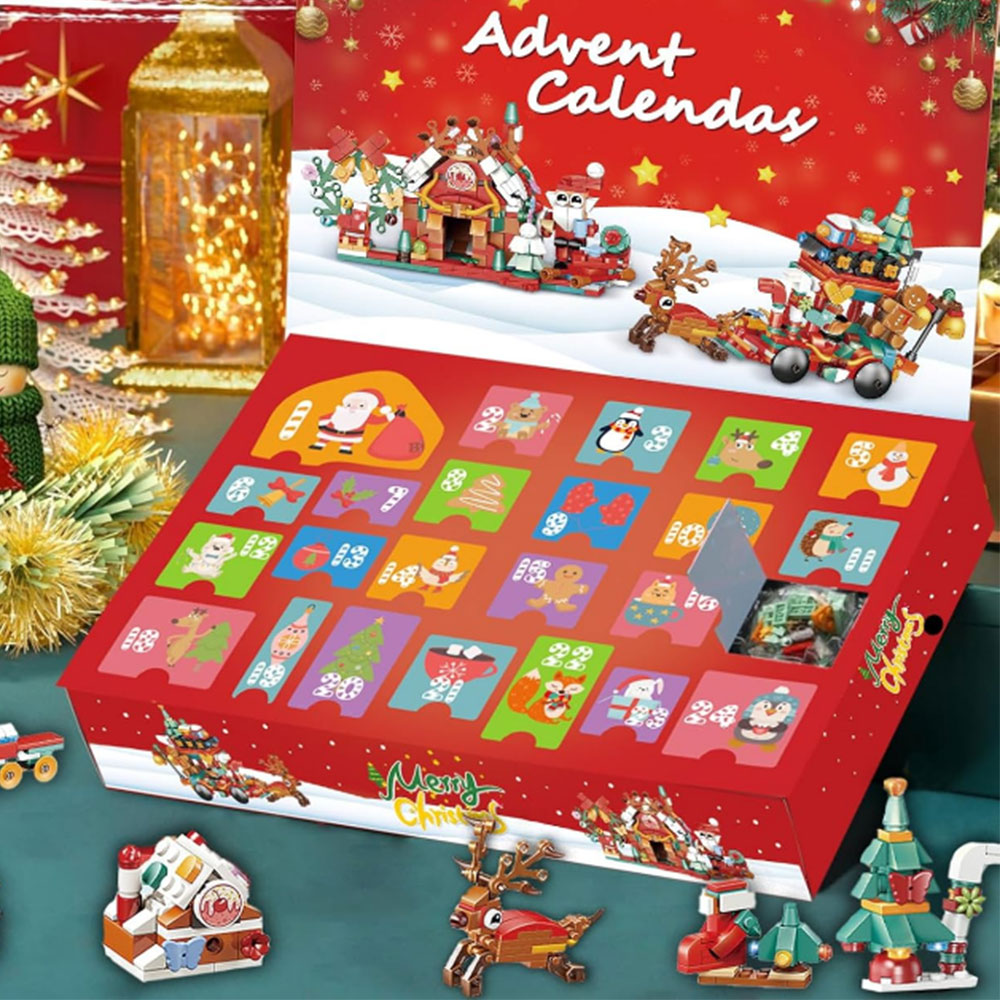 24 Days Christmas Advent Calendar Kids Building Blocks Playsets Blind Box Xmas Surprise Style 1