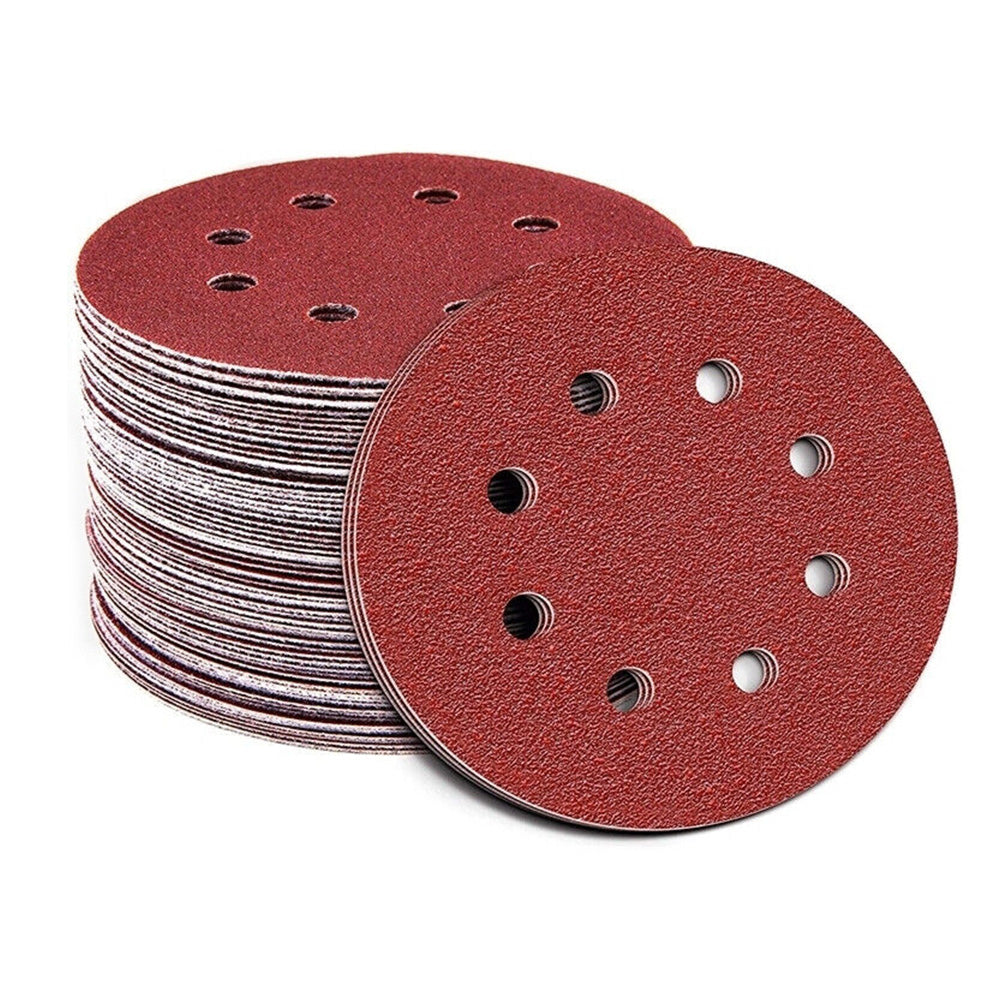 100Pcs Set 50-Inch Sanding Discs 8-Hole Round Sandpapers for Random Orbital Sander