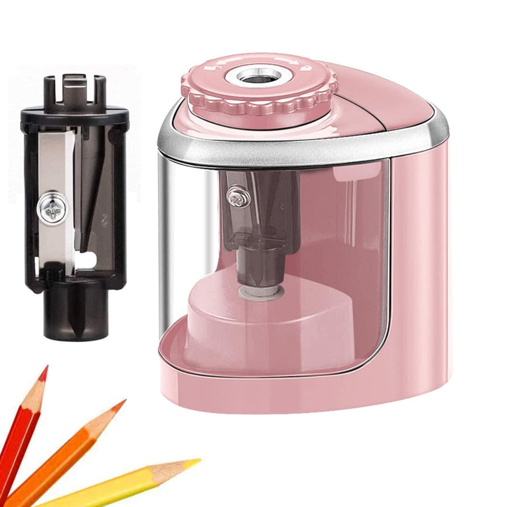 Electric Pencil Sharpener Automatic Fast Sharpener Battery Operated Pink