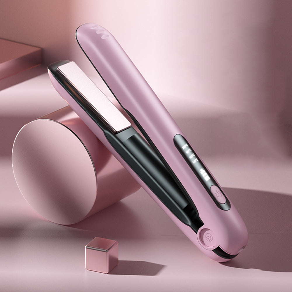 2 in 1 Portable Hair Straightener and Curler Cordless USB Mini Hair Flat Iron-Green