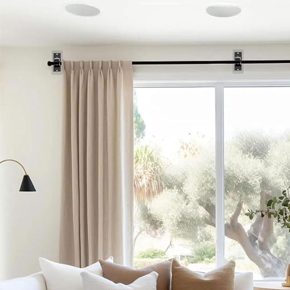 4Pcs No Drill Self Adhesive Curtain Rod Brackets Transparent Invisible Holders for Curtains Towels-Black