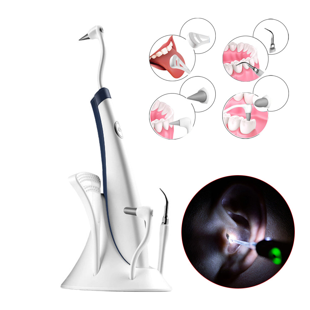5 in1 Electric Ultrasonic Teeth Calculus Remover Teeth Cleaner Oral Care White
