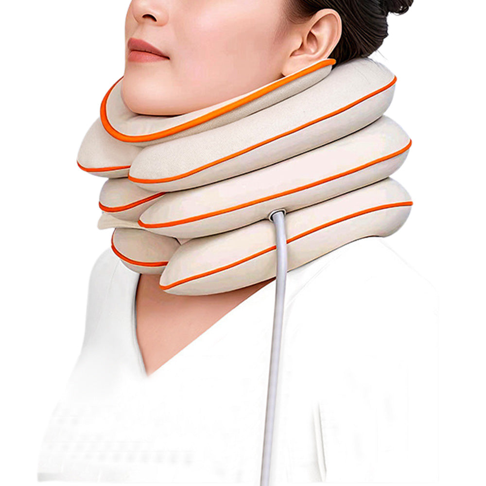 Inflatable Neck Stretcher for Cervical Traction with Innovative 3-Layer Neck Brace Pillow for Neck Support