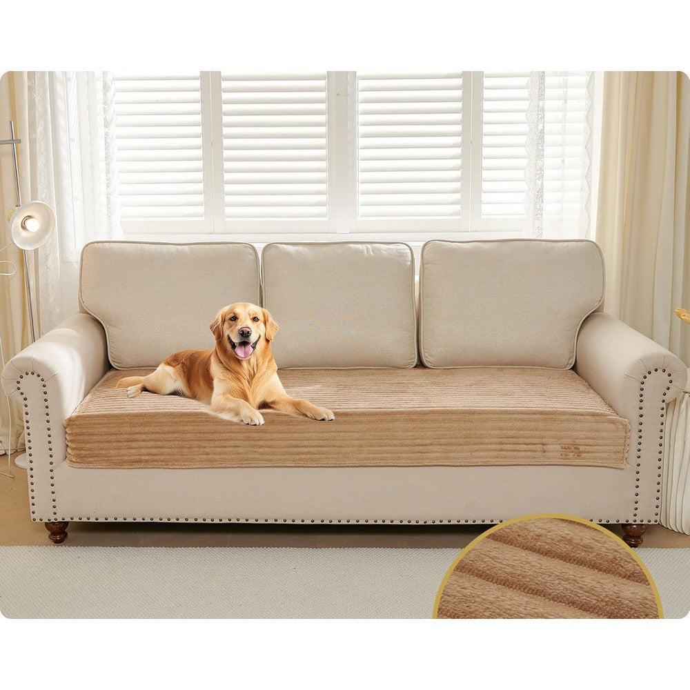 Waterproof Couch Cover for Dogs Washable Faux Fur Pet Couch Covers for Sofa-Coffee